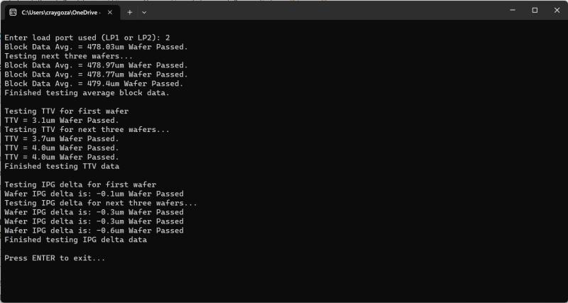 screenshot of a windows terminal showing calculations being completed